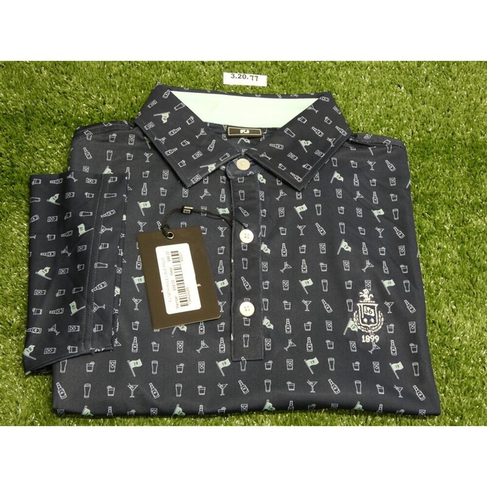 FootJoy Men's 19th Hole Lisle Golf Shirt C.C. Logo Navy Blue Small 30001